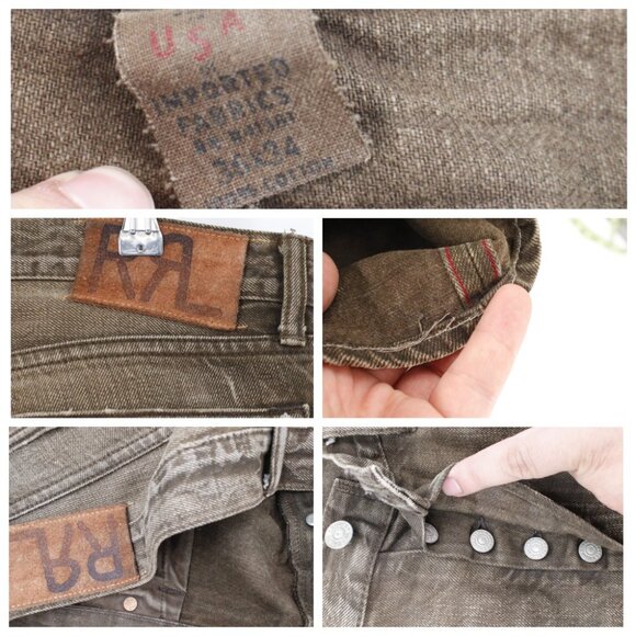 Ralph Lauren RRL jeans mens 36 40x37 destroyed brown patch button fly‎ selvedge - Picture 8 of 16